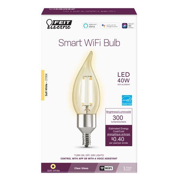 Smart Wi-Fi E12 Candelabra Bulb Box Packaging