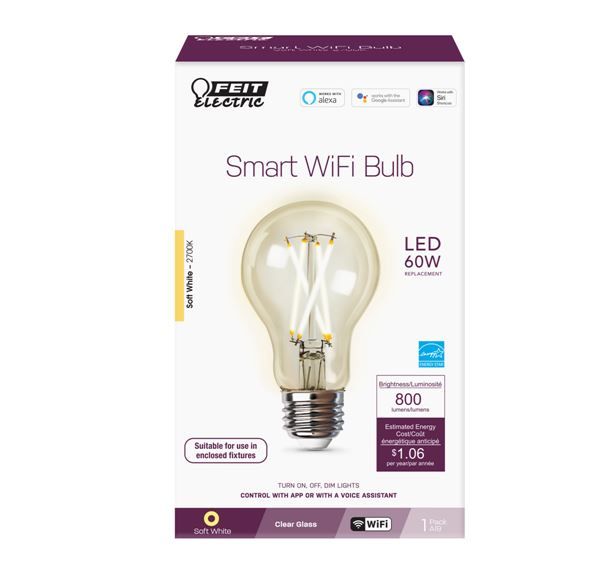 Smart Wi-Fi A19 Filament Bulb Box Packaging