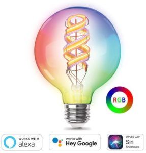 60 Watt WiFi RBG+W Globe Bulb Compatible with Alexa, Google Assistant & Siri Shortcuts