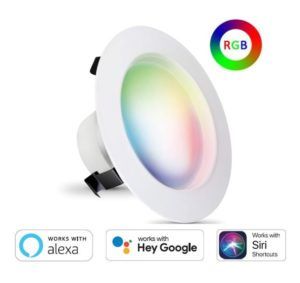 Color-Changing 4" Downlight Retrofit is Voice Activated with Alexa, Hey Google, & Siri Shortcuts.