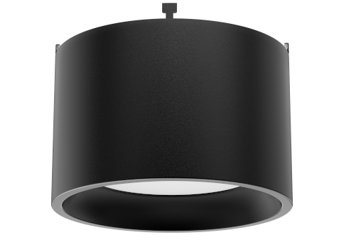 Starlet RP1 Architectural Modular C28 Pendant Trim in Black Finish with RP1 Installed.